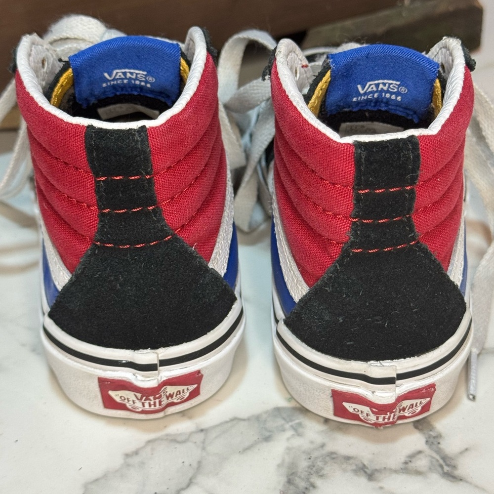 Vans Kids High-Top Sneakers - Black, Red, White, Blue Size 11.5c - Picture 7 of 9